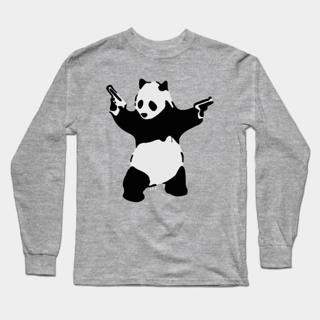 Banksy Pandamonium Armed Panda Long Sleeve T-Shirt by elijahgerards